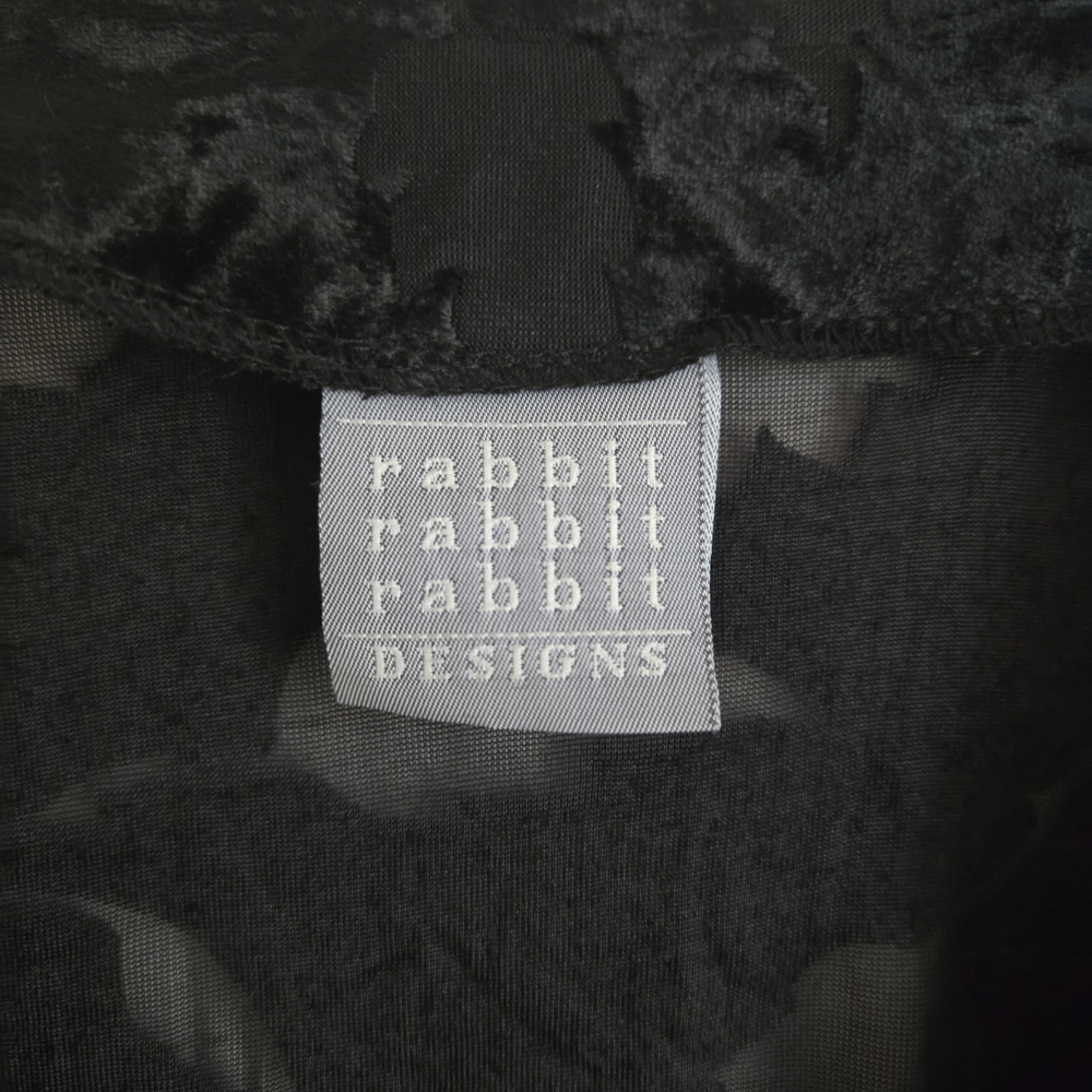 Rabbit Rabbit Rabbit Vintage Black Floral Velvet Jacket Cardigan - Picture 4 of 8